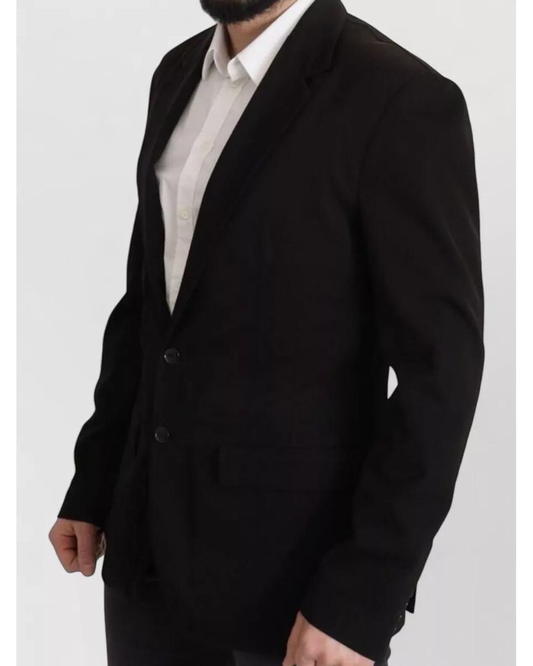 Dolce & Gabbana Black Virgin Wool Single-Breasted Blazer for men