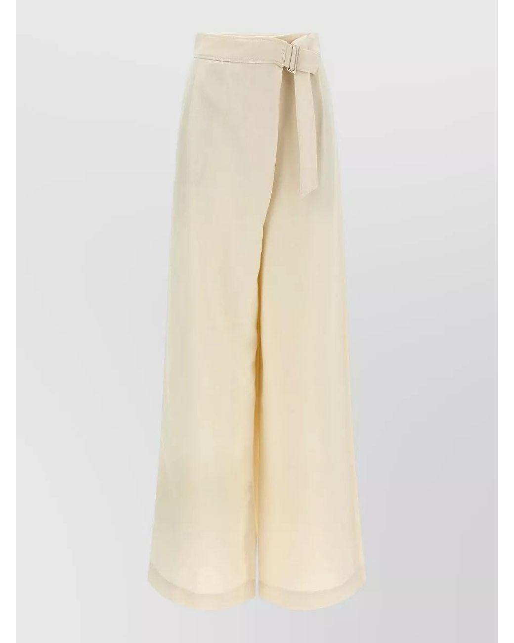 Brunello Cucinelli Natural Linen Blend High-Rise Wide-Leg Trousers