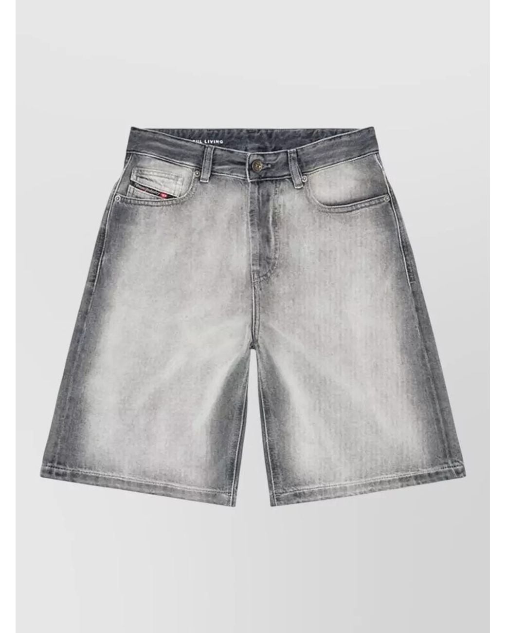 DIESEL Gray Denim Gradient-Wash Mid-Rise Relaxed-Fit Knee-Length Shorts