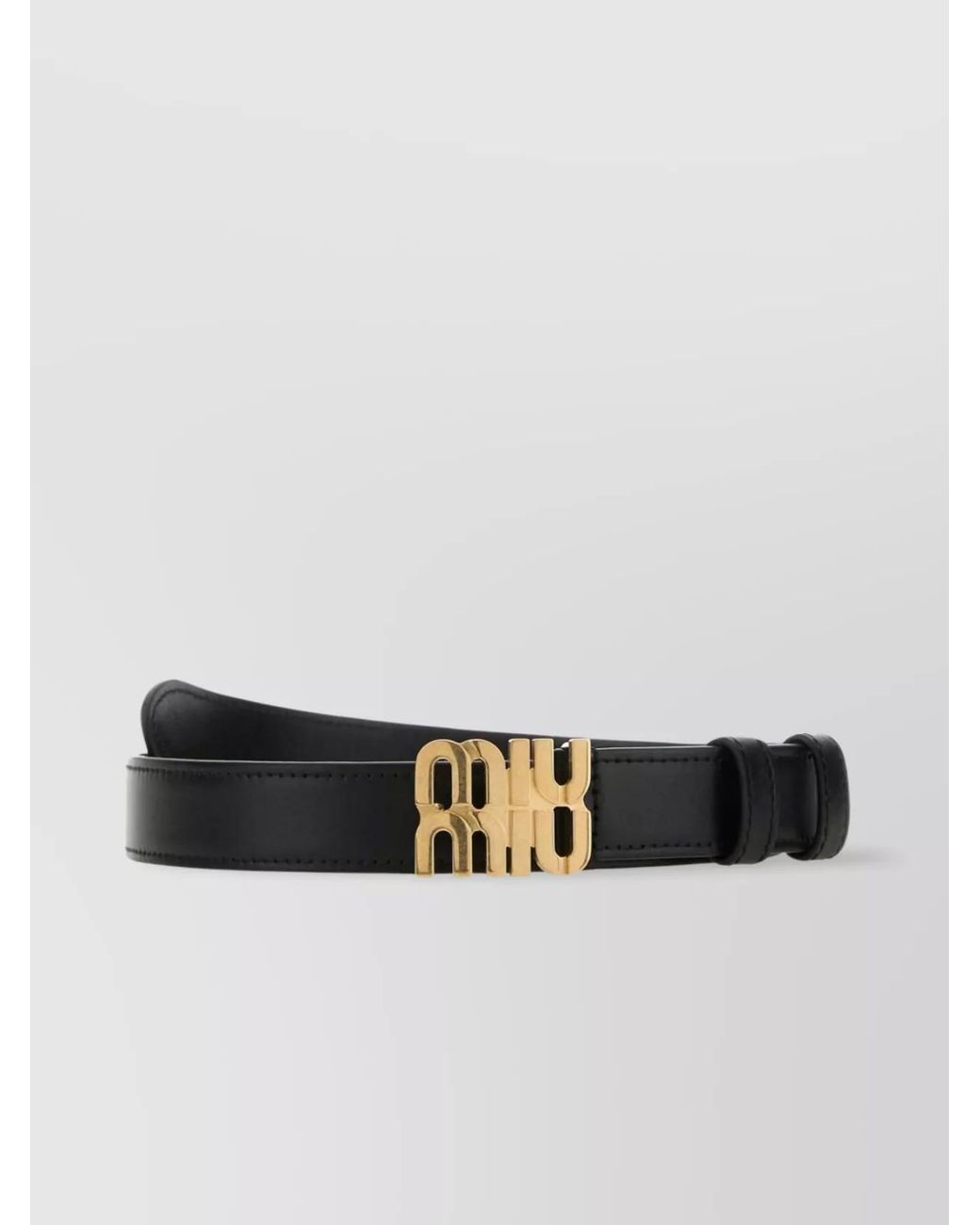 Miu Miu Black Leather Belt With Adjustable Length And Single Loop