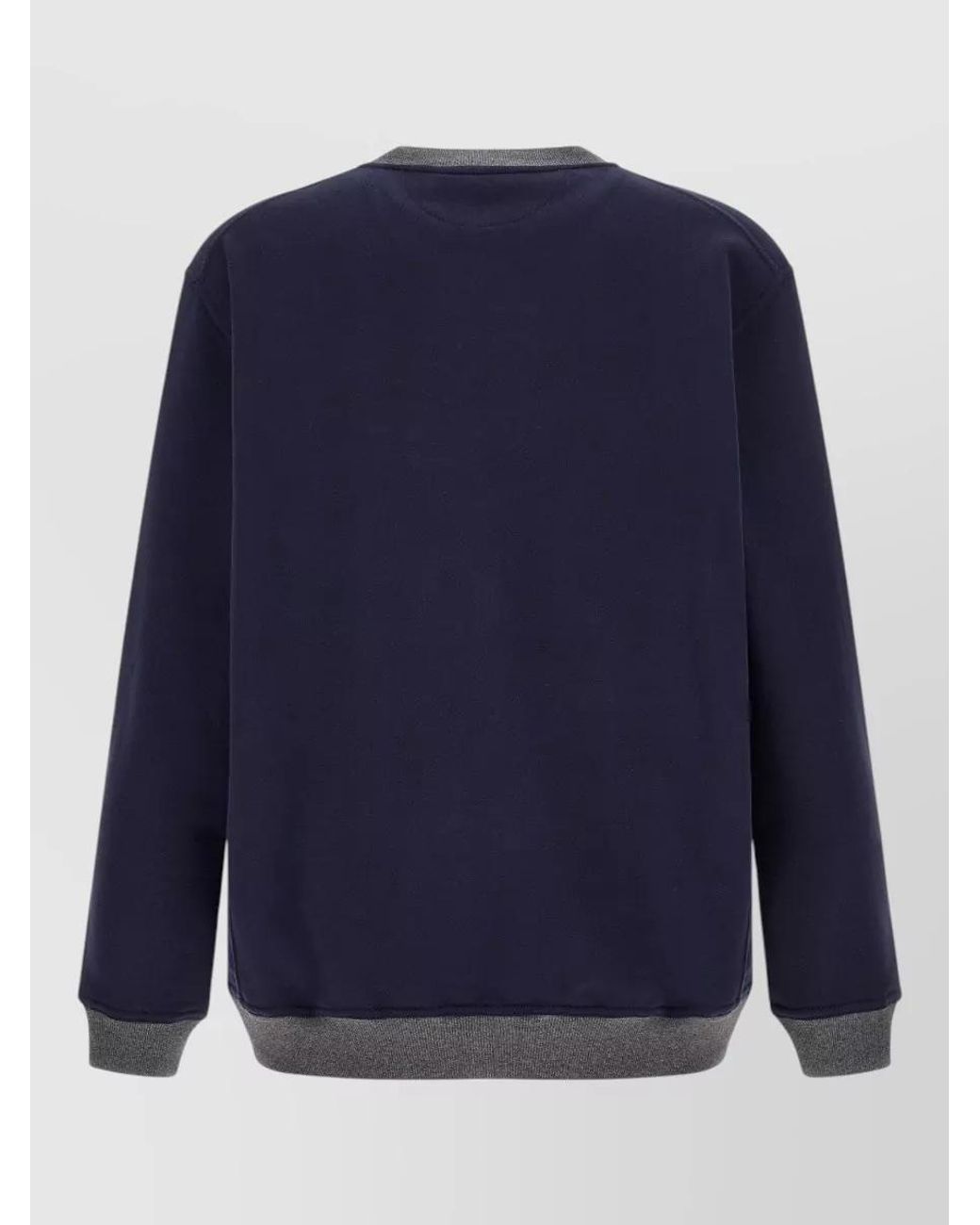 Brunello Cucinelli Blue Cotton Logo-Embroidered Long-Sleeve Sweatshirt for men