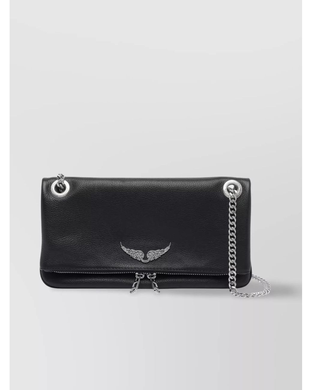 Zadig & Voltaire Black Rock Calf Leather Wallet On Chain Shoulder Bag
