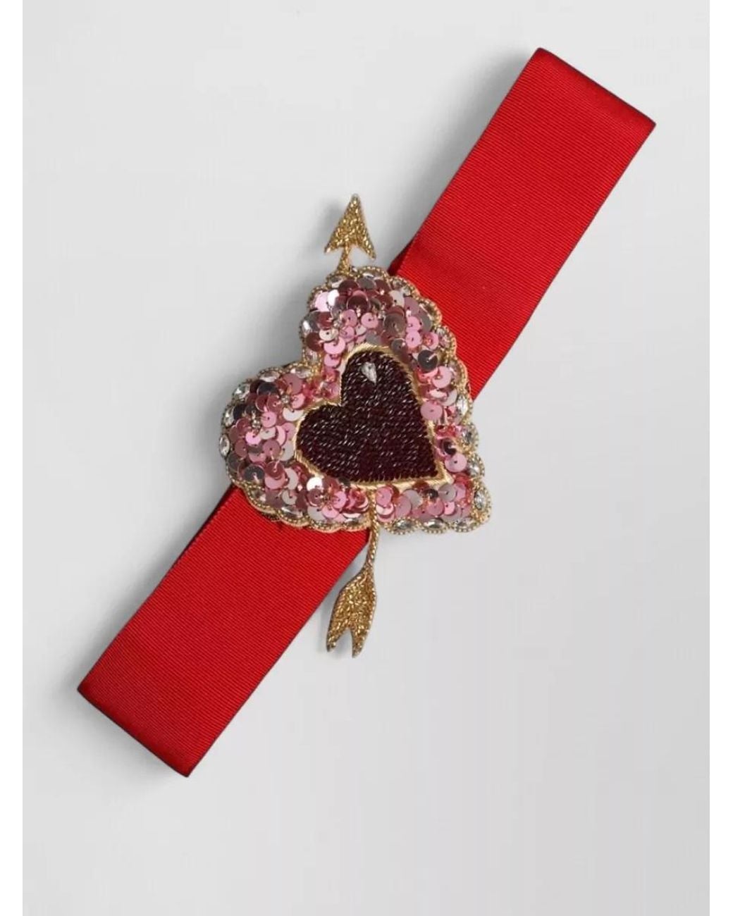 Dolce & Gabbana Red Heart Embellished Belt
