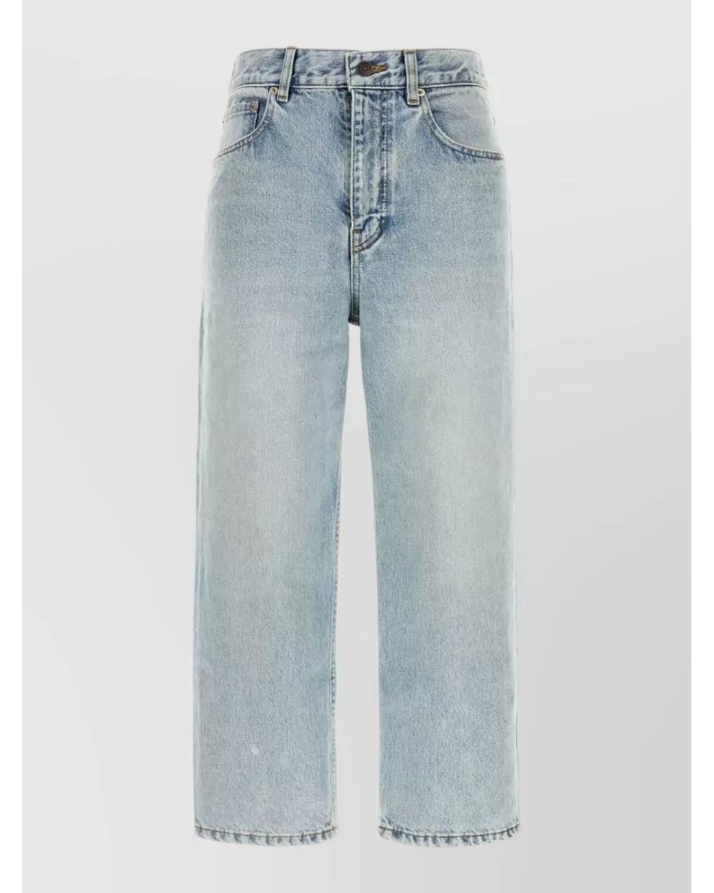 Balenciaga Blue Denim Distressed Mid-Rise Capri Jeans