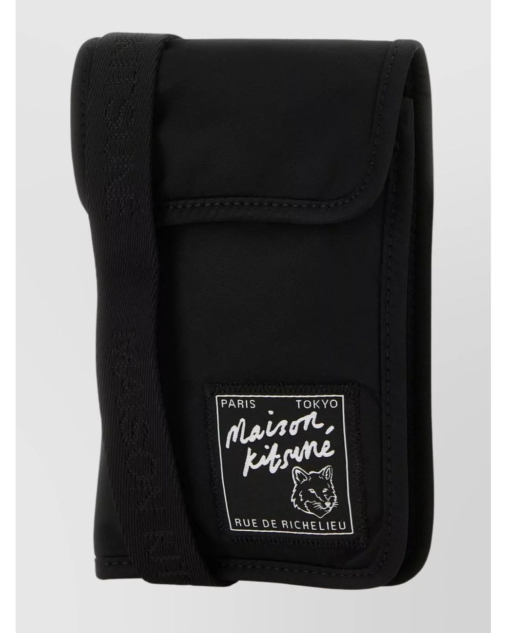 Maison Kitsuné Black Nylon Neck Pouch for men