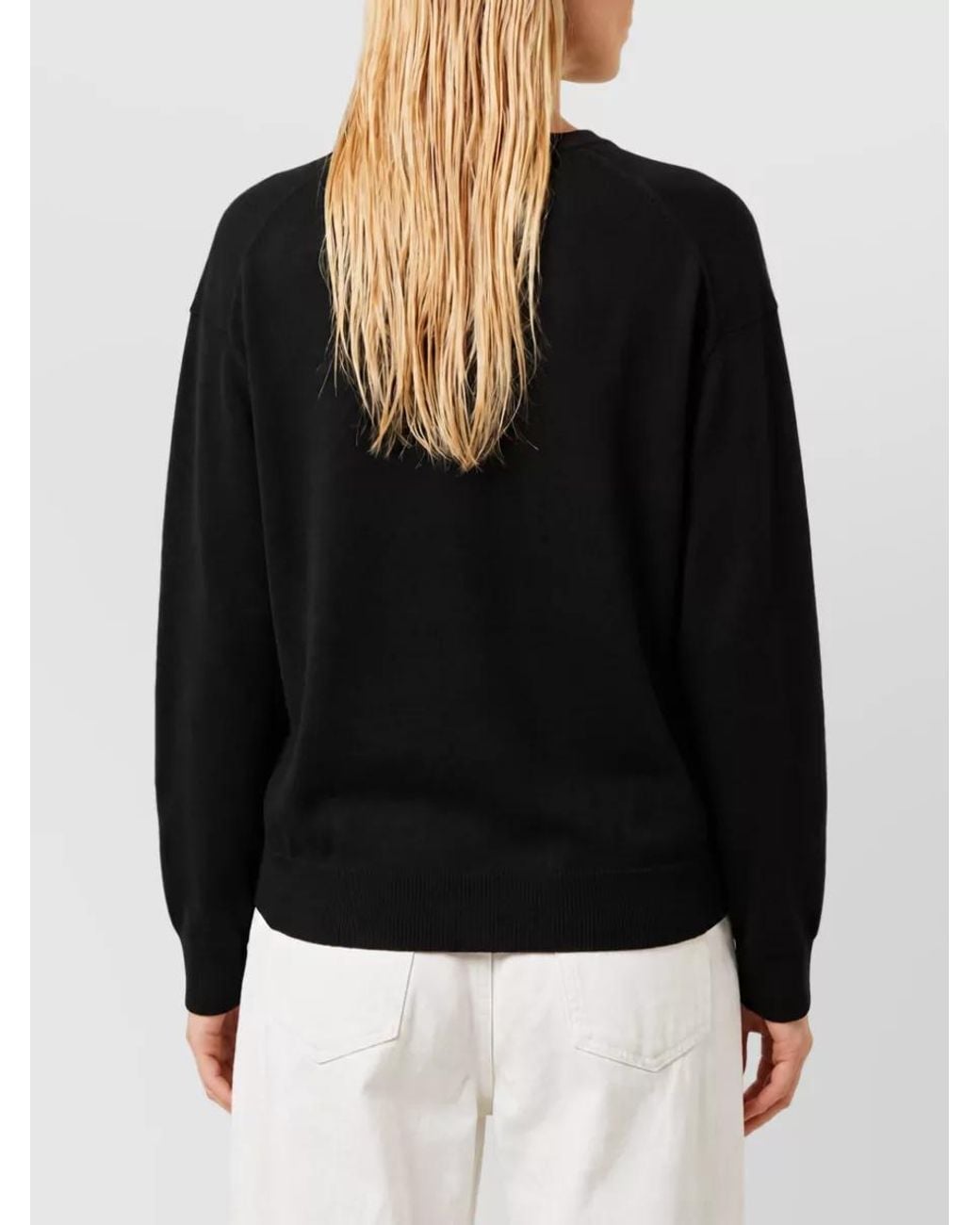 Céline Black Cashmere Ribbed V-Neck Sweater