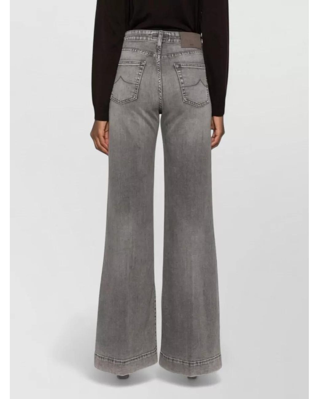 Jacob Cohen Gray Denim High-Rise Wide-Leg Jeans