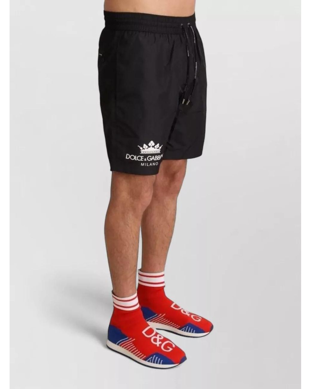 Dolce & Gabbana Black Floral-Print Deck Shorts for men