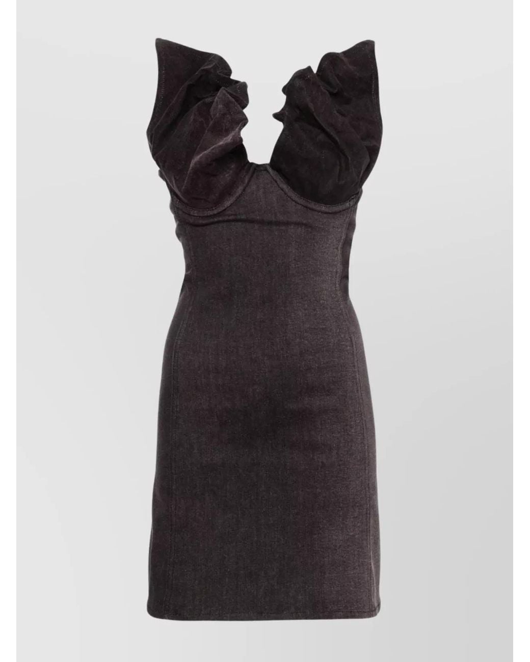 Y. Project Black Denim Oversized Sweetheart Neck Mini Dress