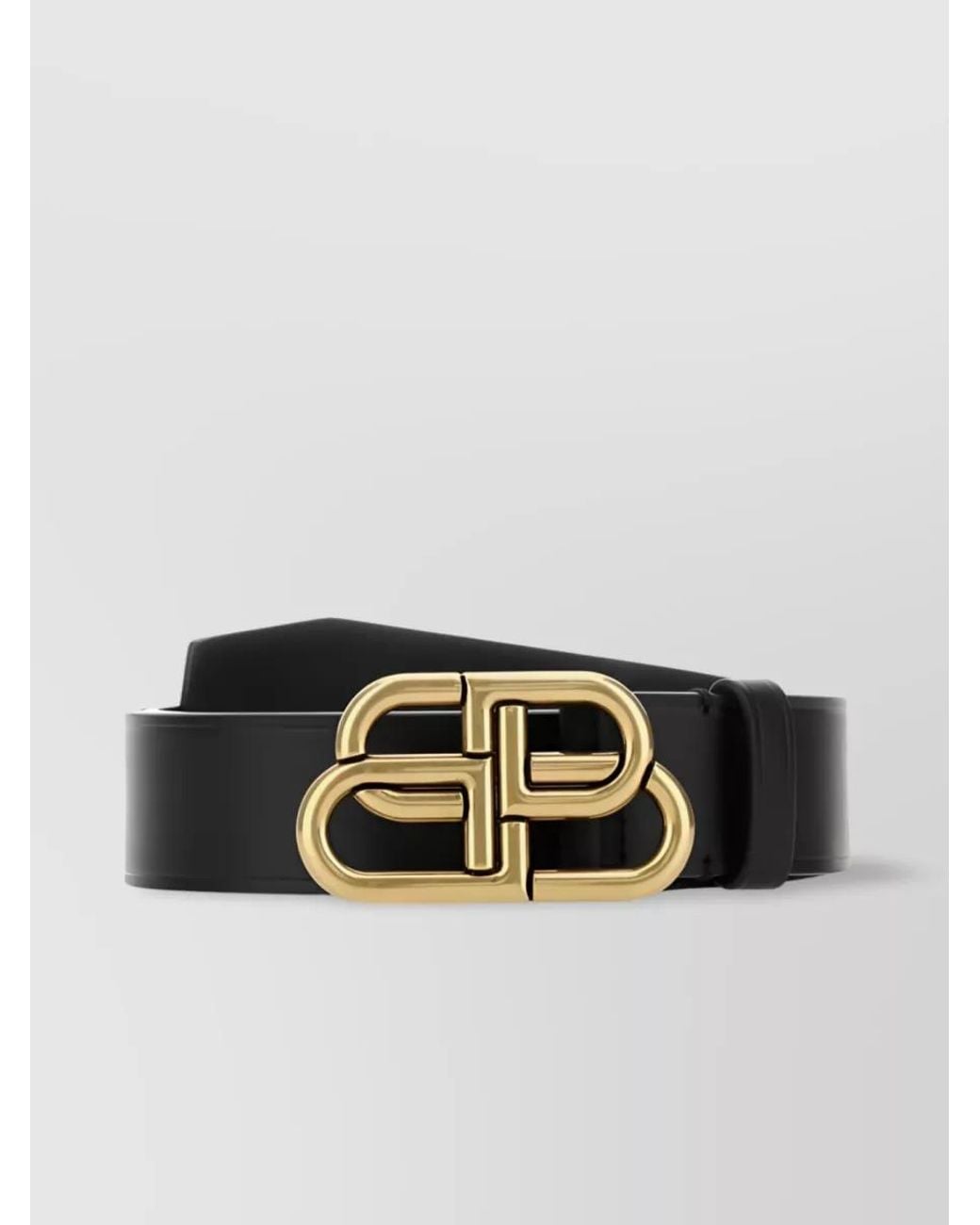 Balenciaga Black Leather Logo-Buckle Belt for men