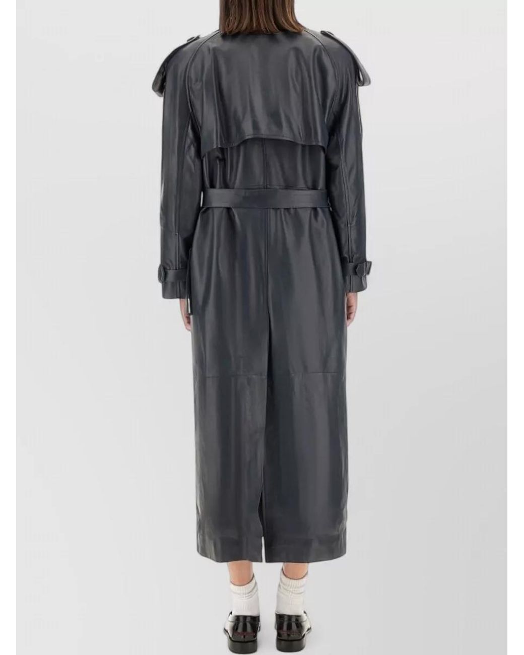 Salvatore Santoro Gray Leather Trench Coat