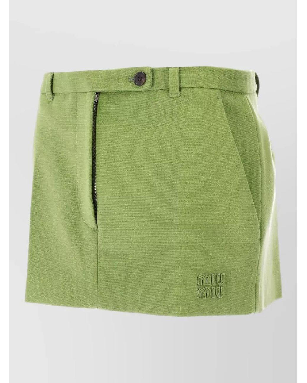 Miu Miu Green Stretch Jersey Mini Skirt