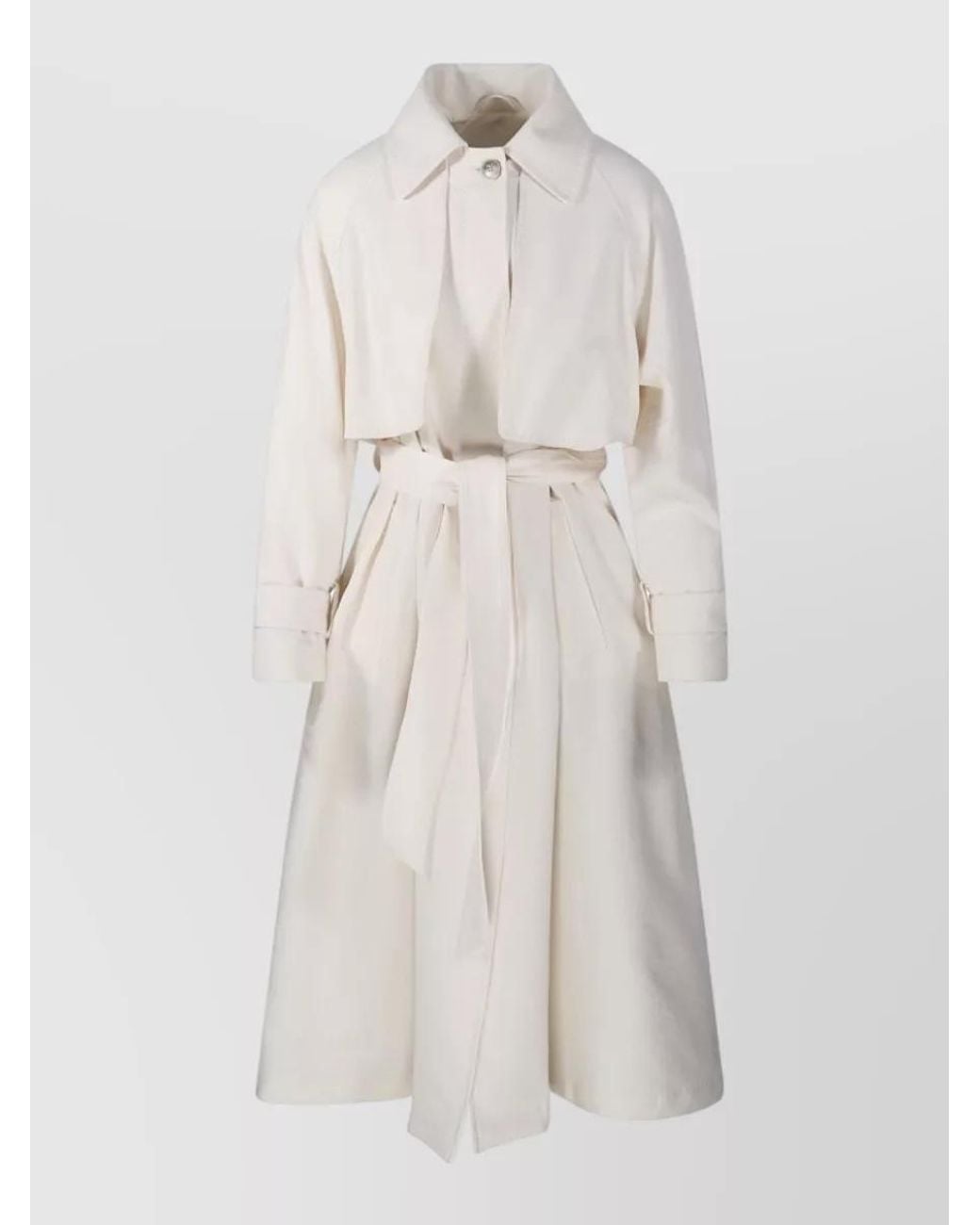 Herno Natural Long Raincoat Belted Waist Buttoned Cuffs Collar