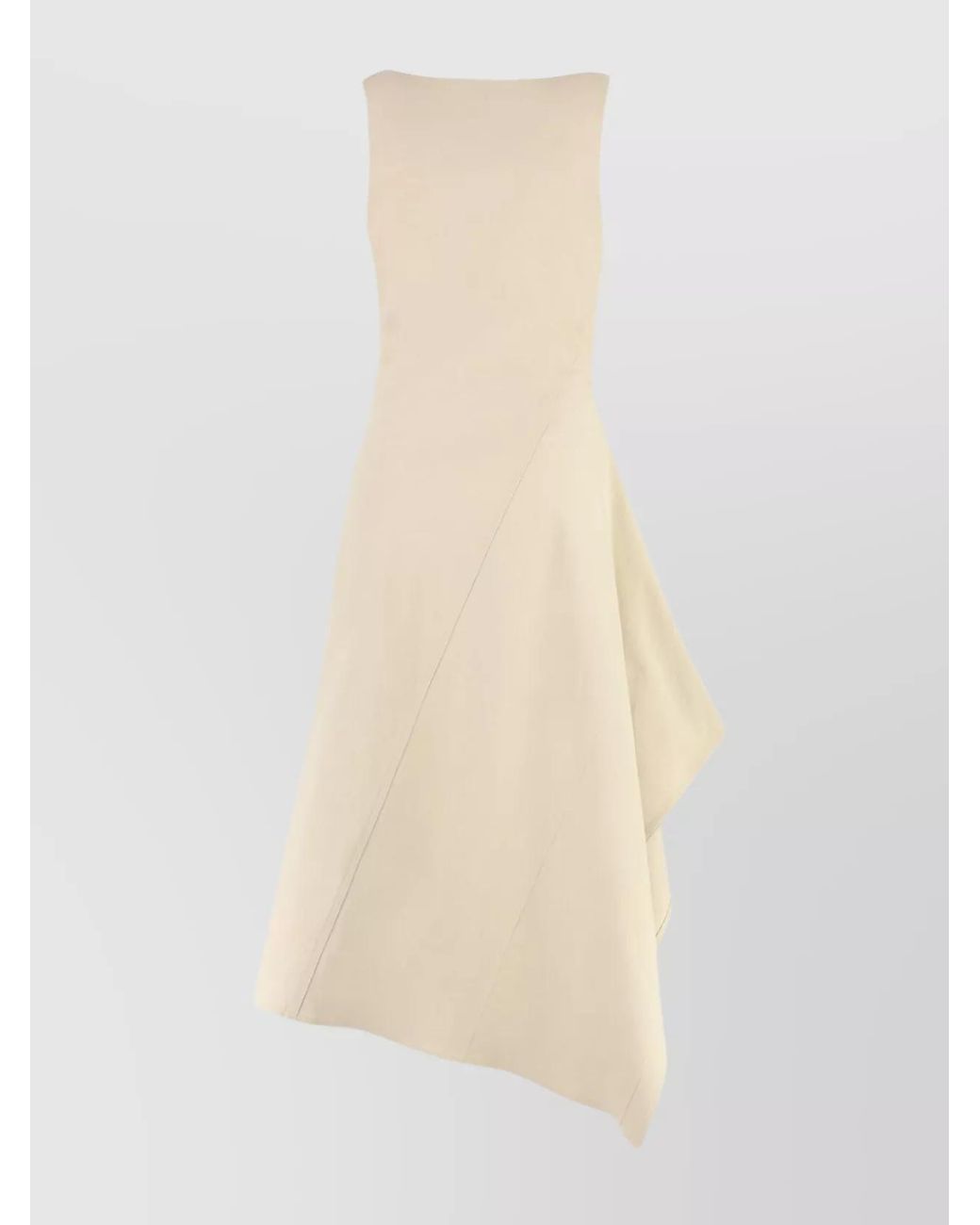 Bottega Veneta White Asymmetric Cotton Midi Dress