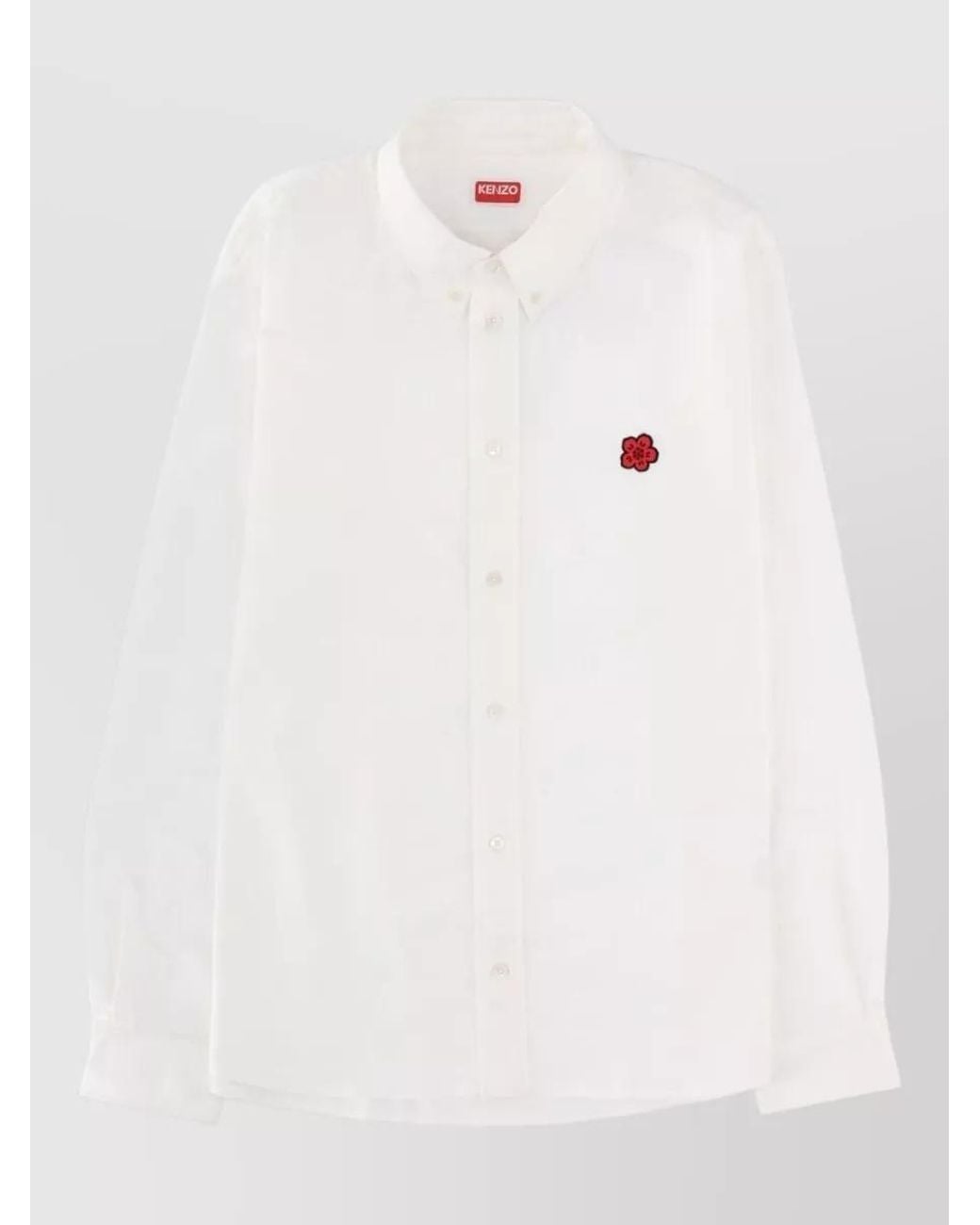 KENZO White Cotton Floral-Print Casual Shirt for men