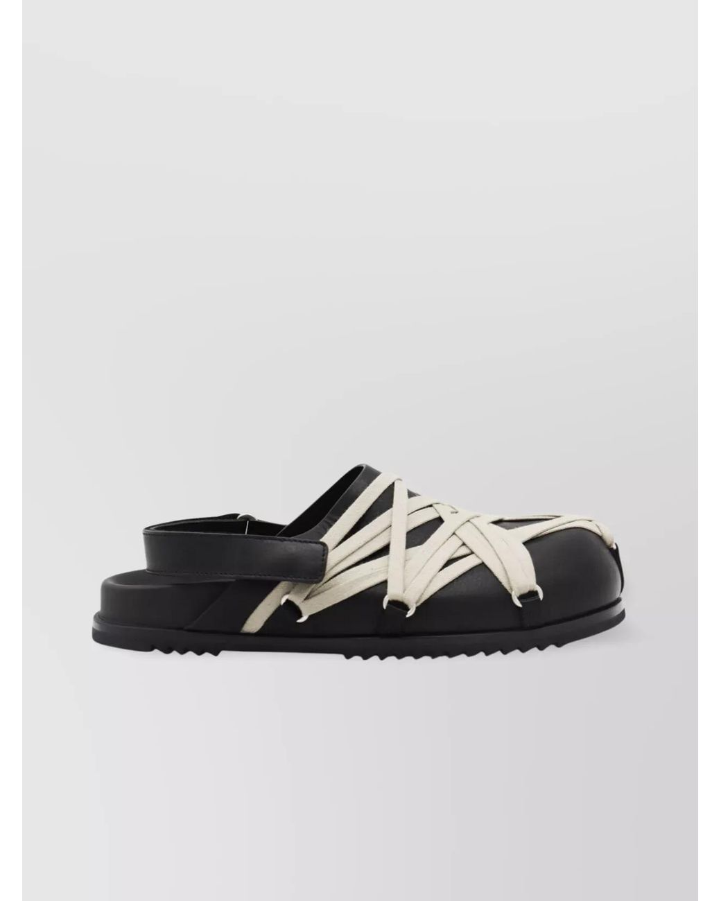 Rick Owens Black Leather Megalace Mule Sandals for men