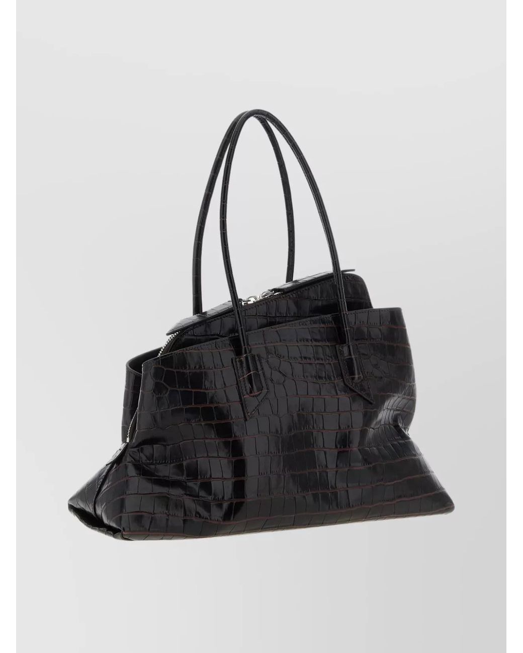 The Attico Black Medium Leather Shoulder Bag
