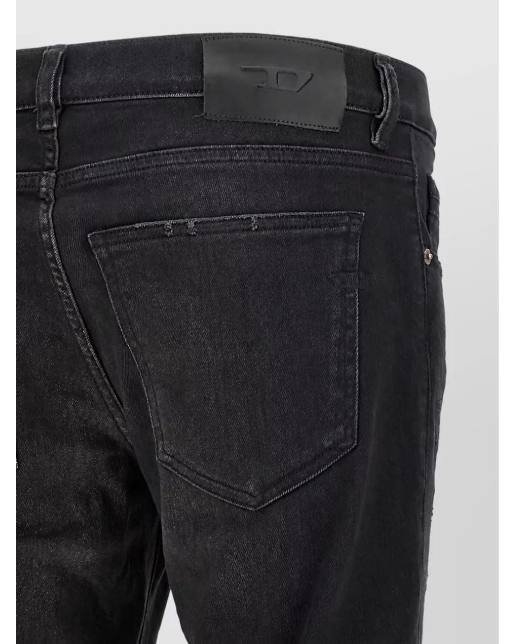 DIESEL Black Denim Mid-Rise Tapered Jeans for men