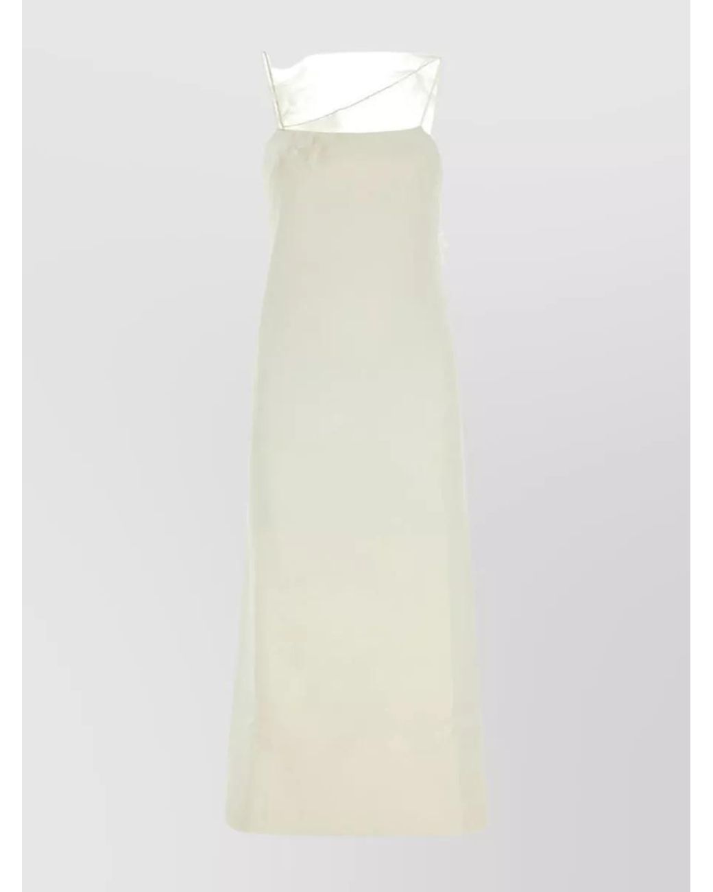 Jil Sander White Feather-Trim Midi Dress