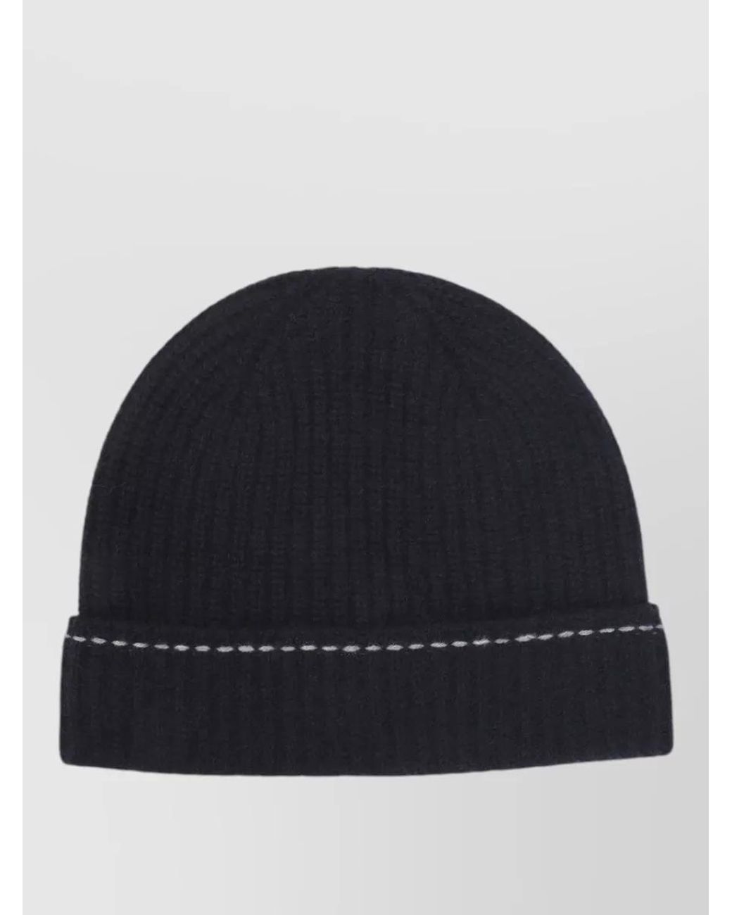 Kiton Blue Cashmere Ribbed Beanie for men