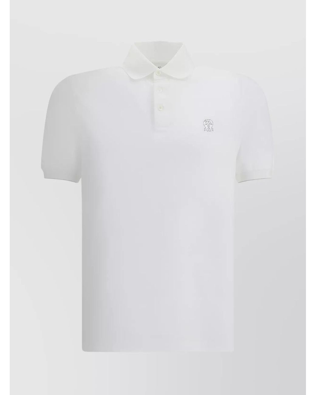 Brunello Cucinelli White Cotton Piqué Short-Sleeve Polo Shirt for men