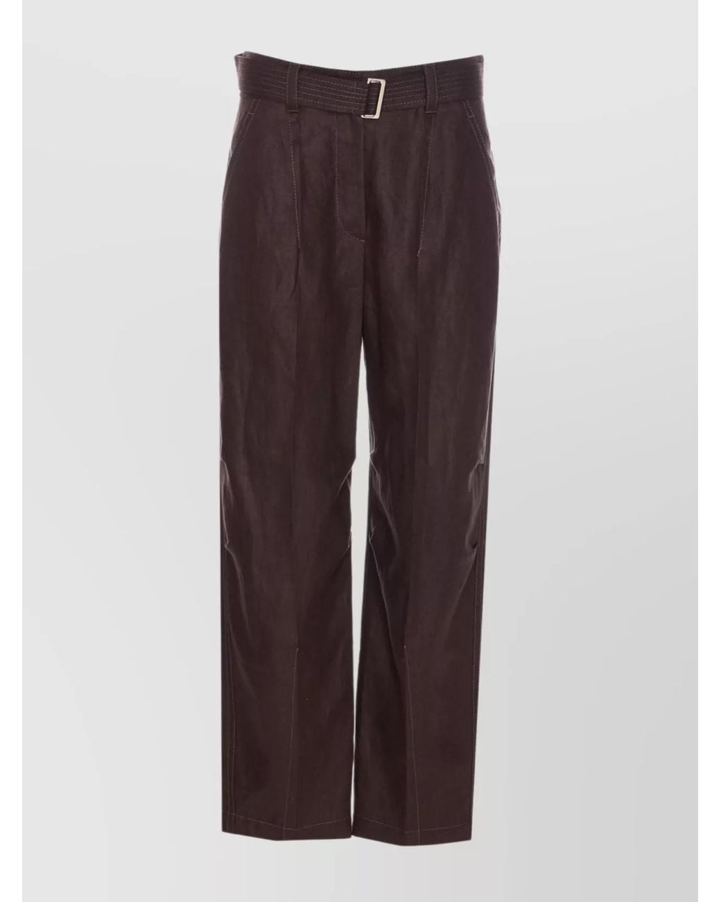 Brunello Cucinelli Brown Trousers With Buckle Detail And Side Pockets