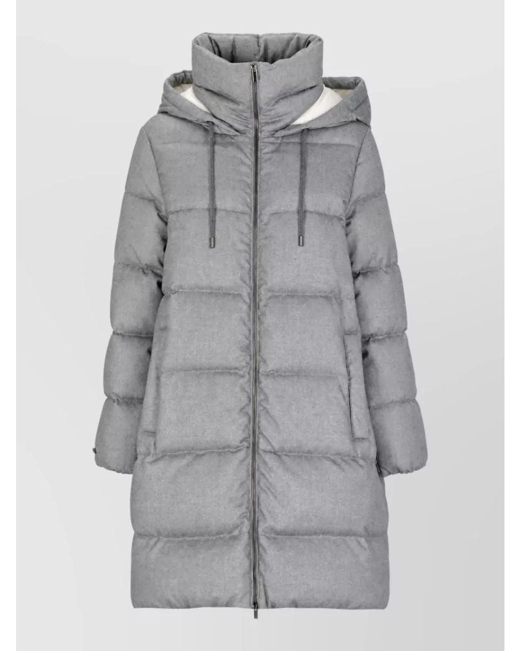 Peserico Gray Quilted Long Down Hooded Coat