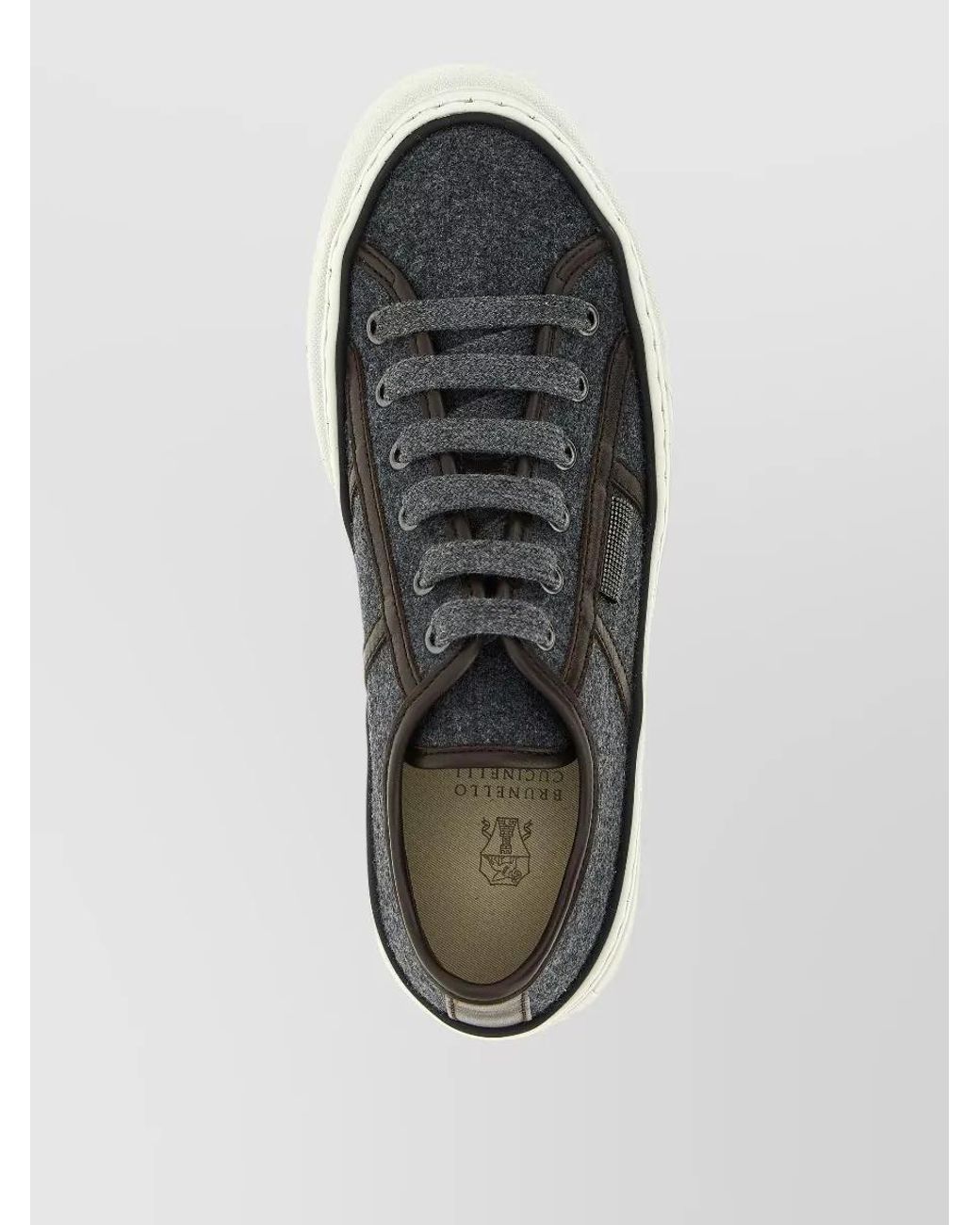 Brunello Cucinelli Gray Suede Leather Low-Top Lace-Up Sneakers
