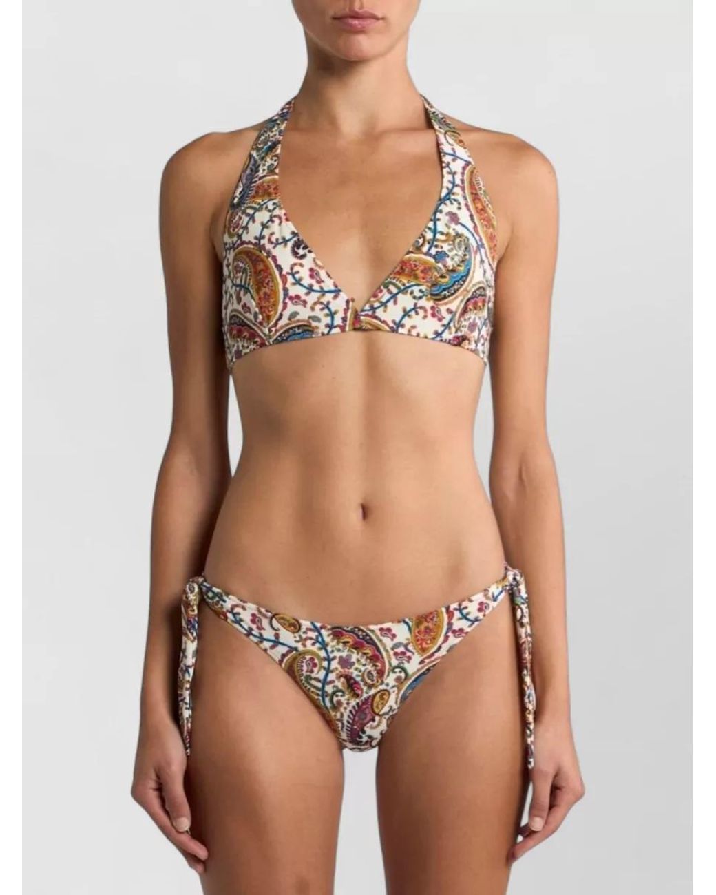 Etro Gray Printed Halterneck Bikini