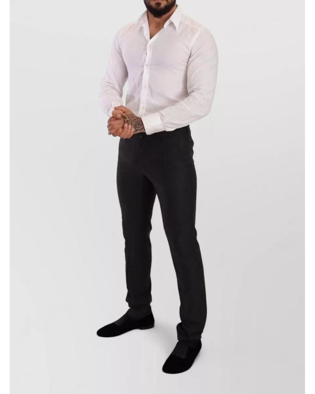 Dolce & Gabbana Black Wool Slim-Fit Tailored Trousers for men