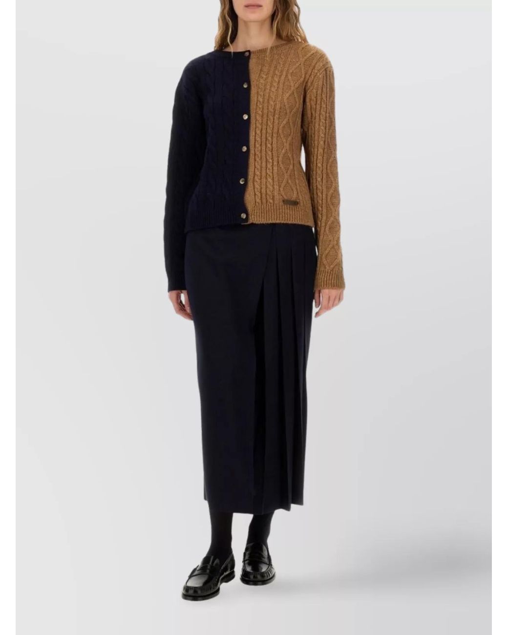 Moschino Blue Alpaca-Blend Two-Tone Cardigan