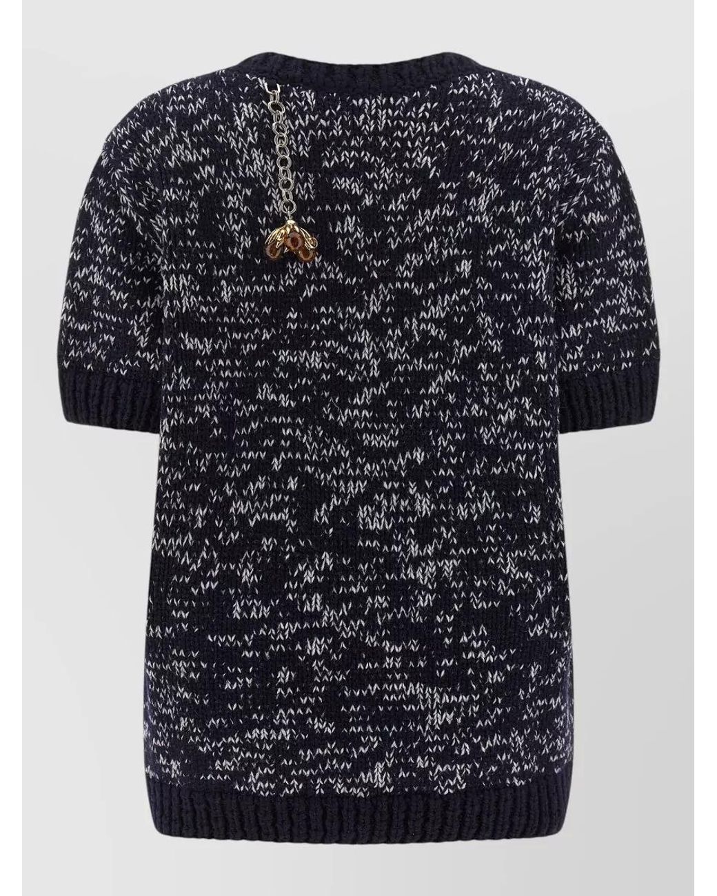 Prada Blue Wool Short-Sleeve Crew-Neck Sweater