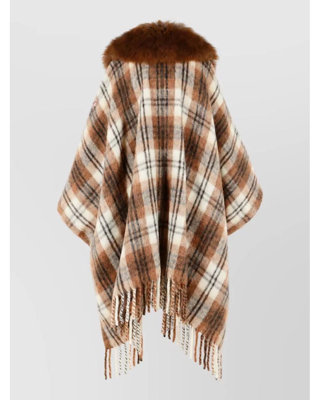 Moncler Brown Mohair Alpaca Wool-Blend Cape