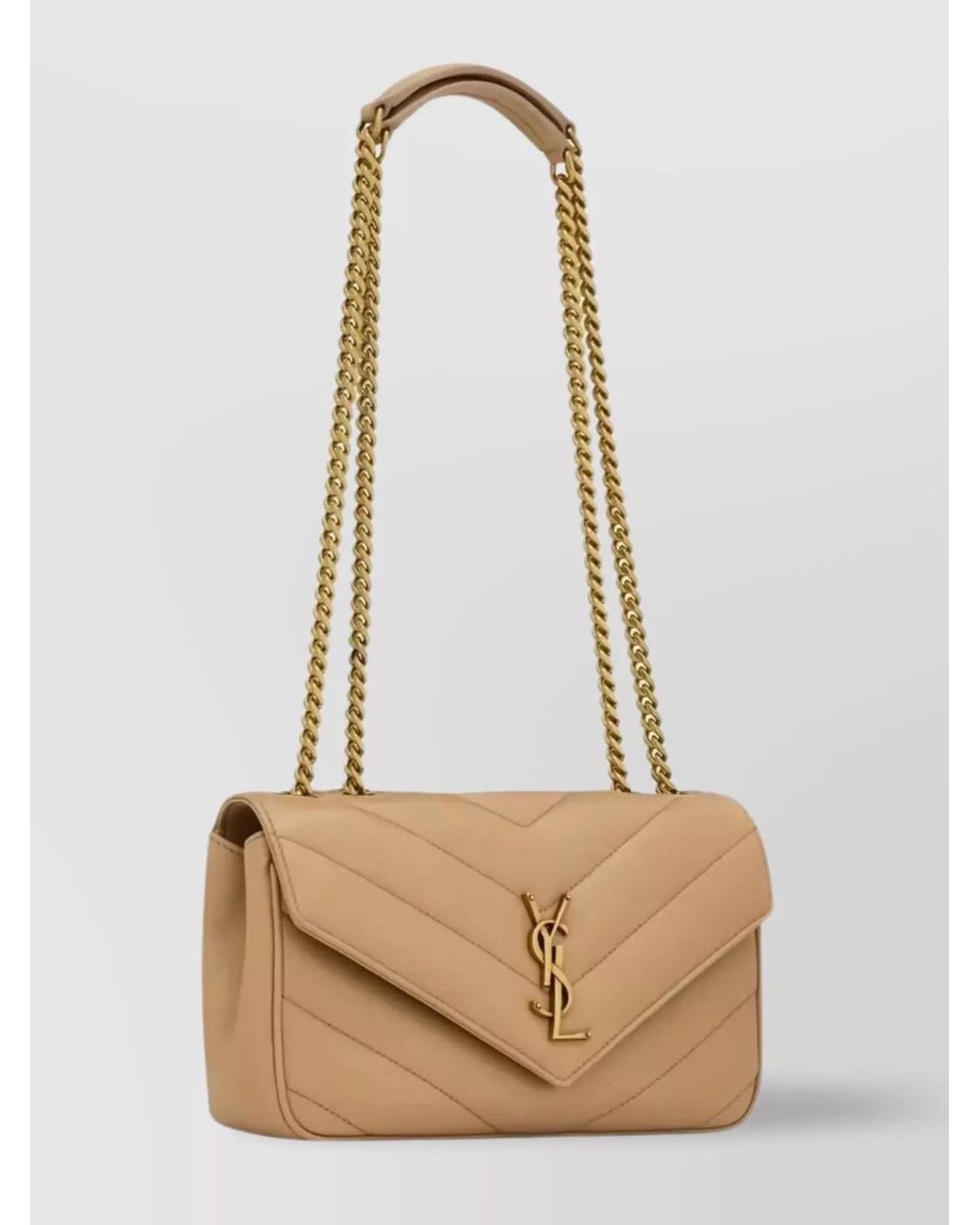 Saint Laurent Natural Loulou Small Leather Quilted Shoulder Bag