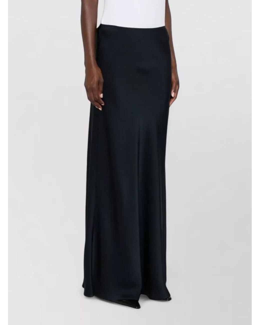 Fabiana Filippi Black High-Waisted Satin Maxi A-Line Skirt