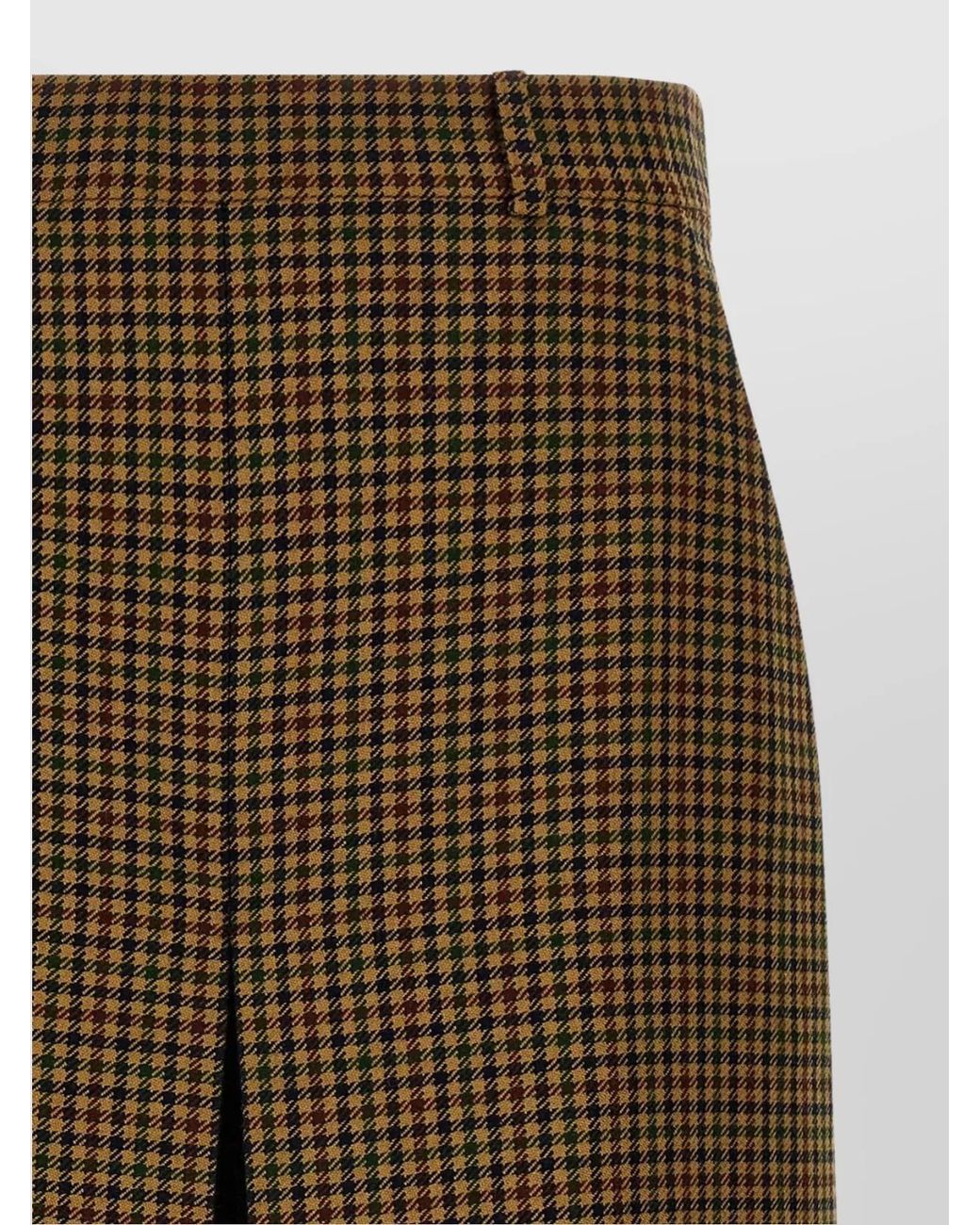 Saint Laurent Green Wool Checked Mid-Rise Wide-Leg Midi Culottes