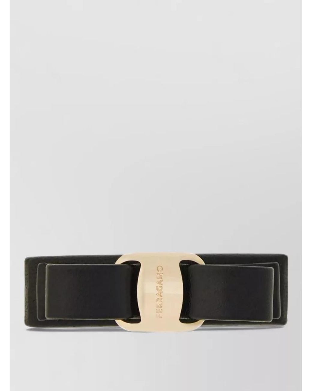 Ferragamo Gray Leather Hair Clip