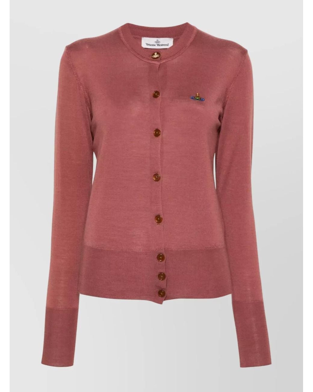 Vivienne Westwood Silk Wool Fine Knit Logo Embroidered Cardigan
