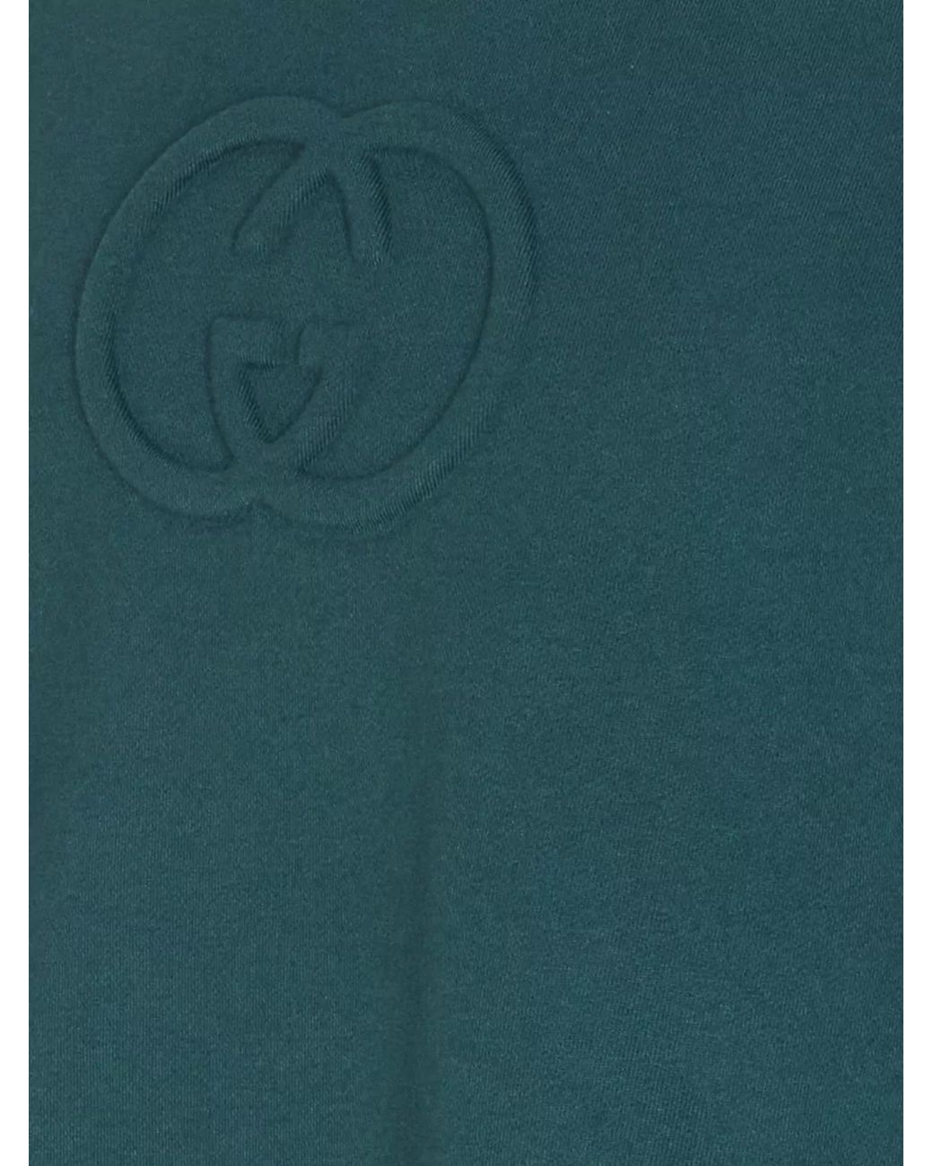 Gucci Green Cotton Logo-Embossed Crew-Neck Sweatshirt for men