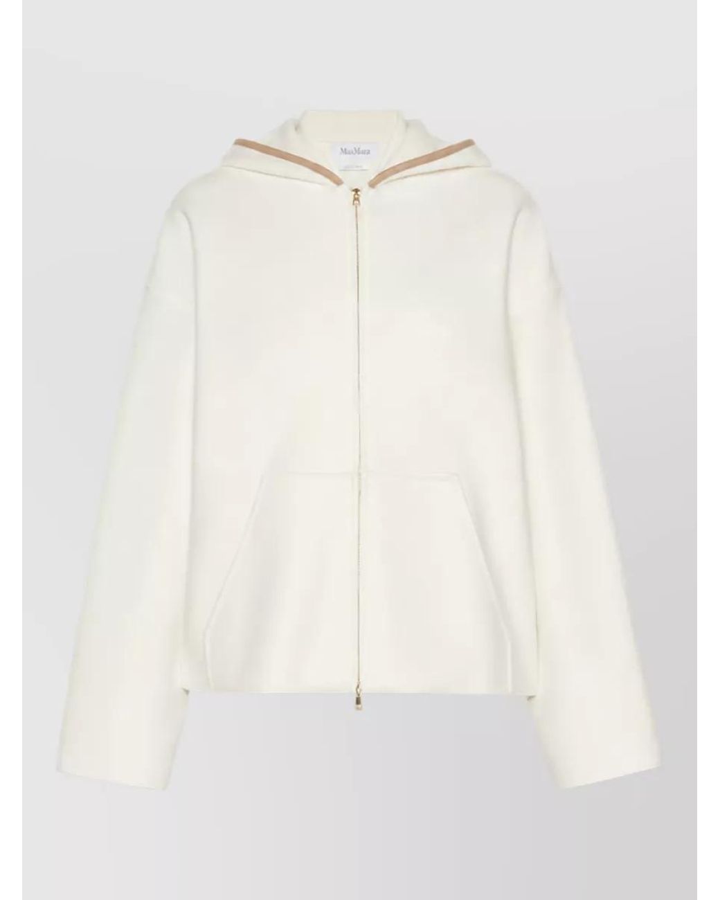 Max Mara White Wool And Cashmere Hooded Jacket