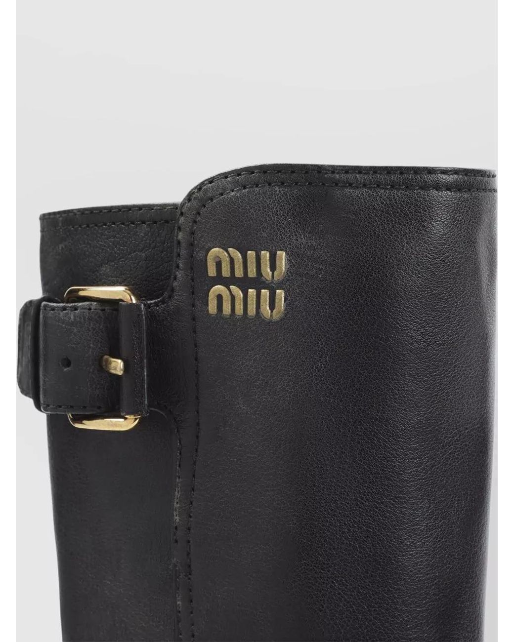 Miu Miu Black Leather Knee-High Boots