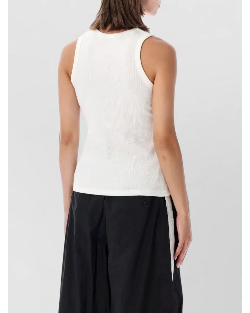 Nike White Ribbed Cotton Tank Top