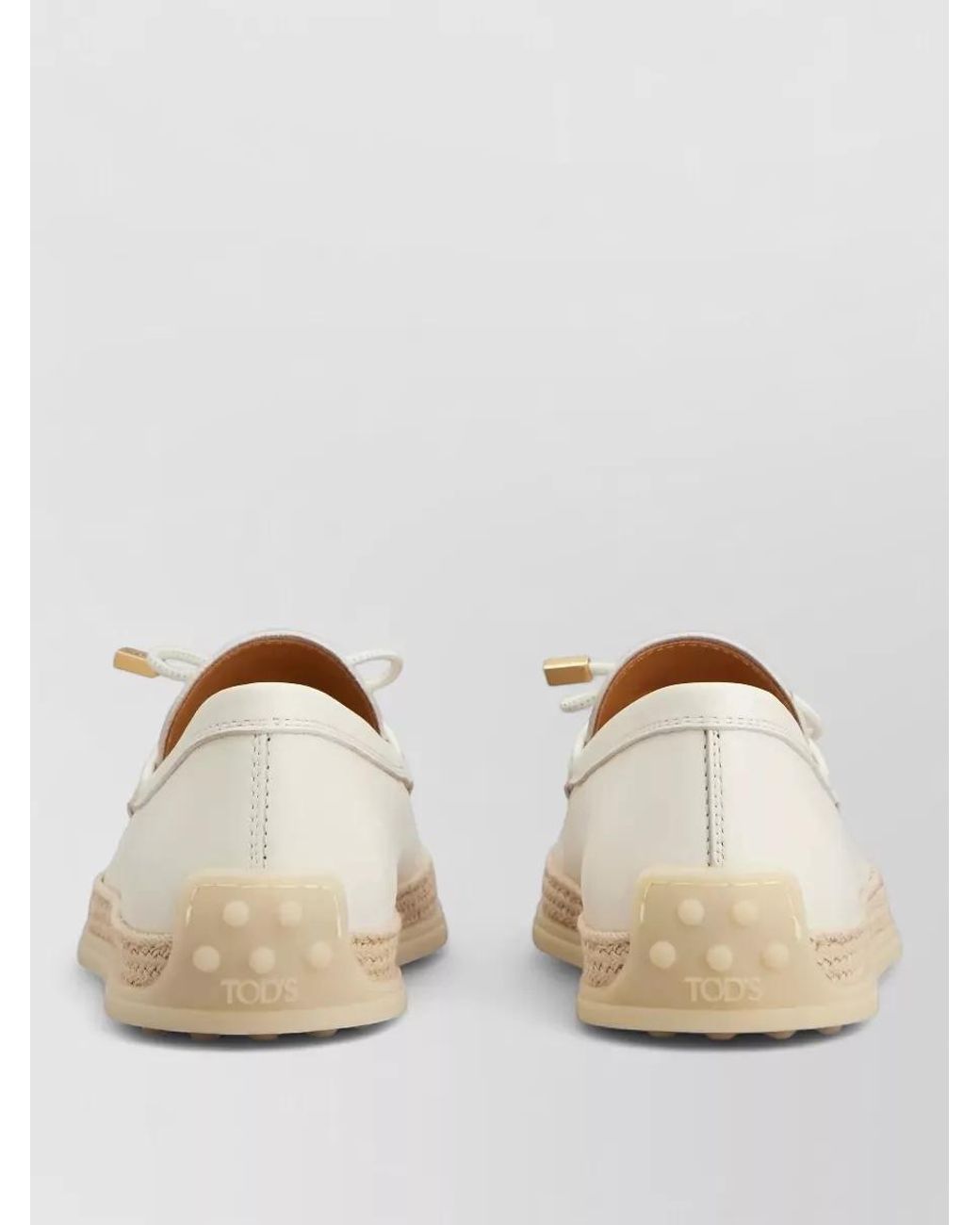 Tod's Natural Raffia Trim Leather Loafers