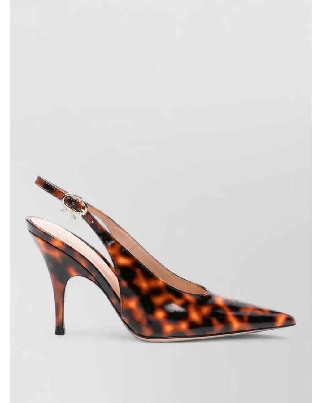 Gianvito Rossi White Leather Patent Slingback Pumps