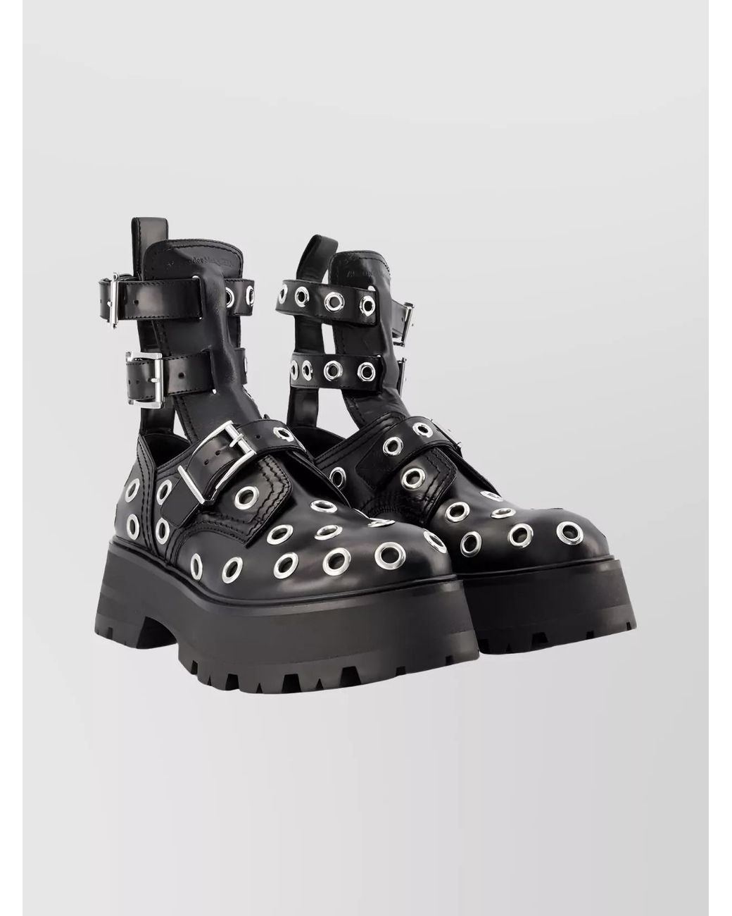 McQueen Black Leather Ankle Boots