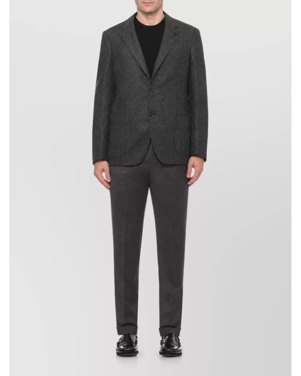 Lardini Black Wool Cashmere Prince Of Wales Single Breasted Suit for men
