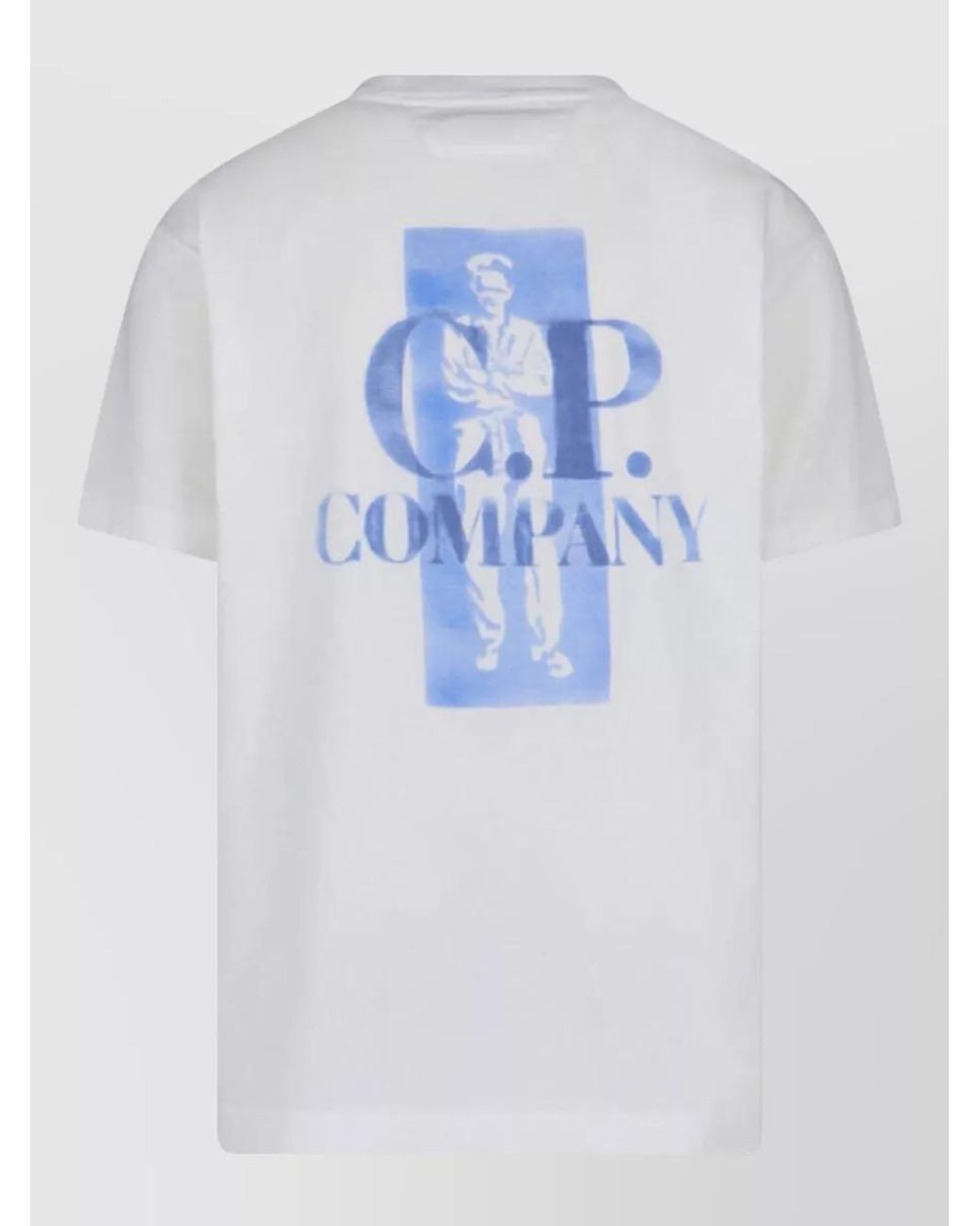 C P Company White Cotton Relaxed-Fit Logo-Print T-Shirt for men