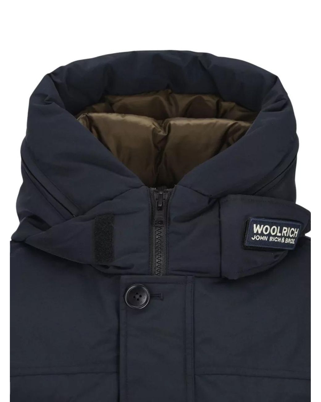 Woolrich Blue Hooded Quilted Down Parka for men