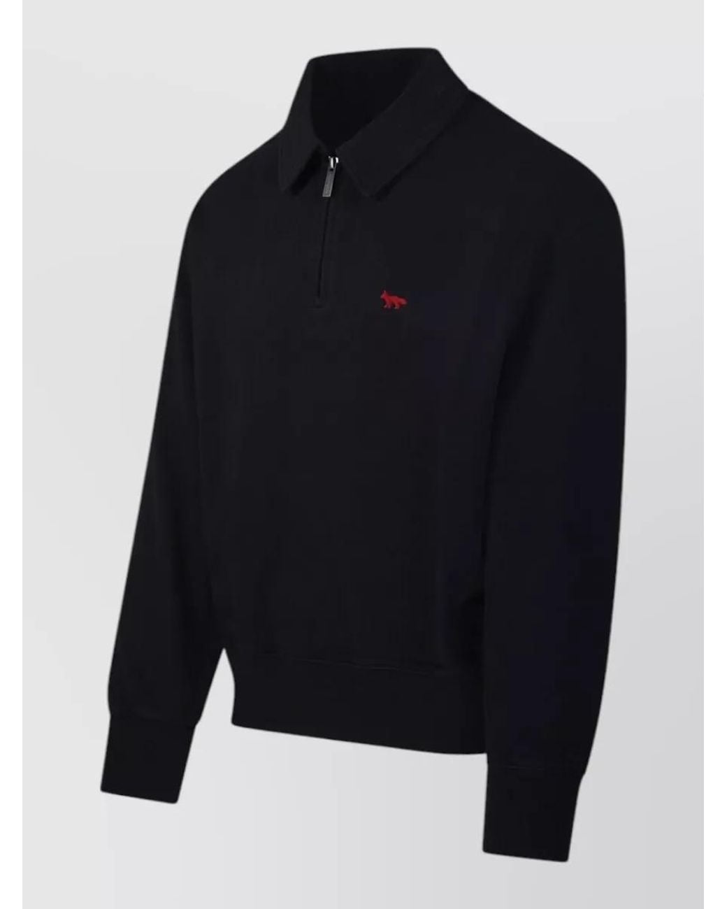 Maison Kitsuné Blue Organic Cotton Half-Zip Polo Sweatshirt for men