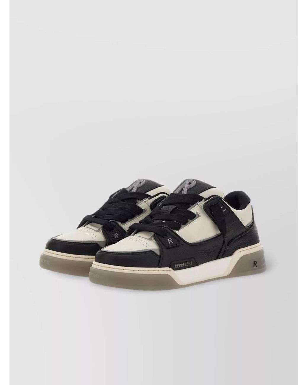 Represent Black Calf Leather Low-Top Sneakers for men